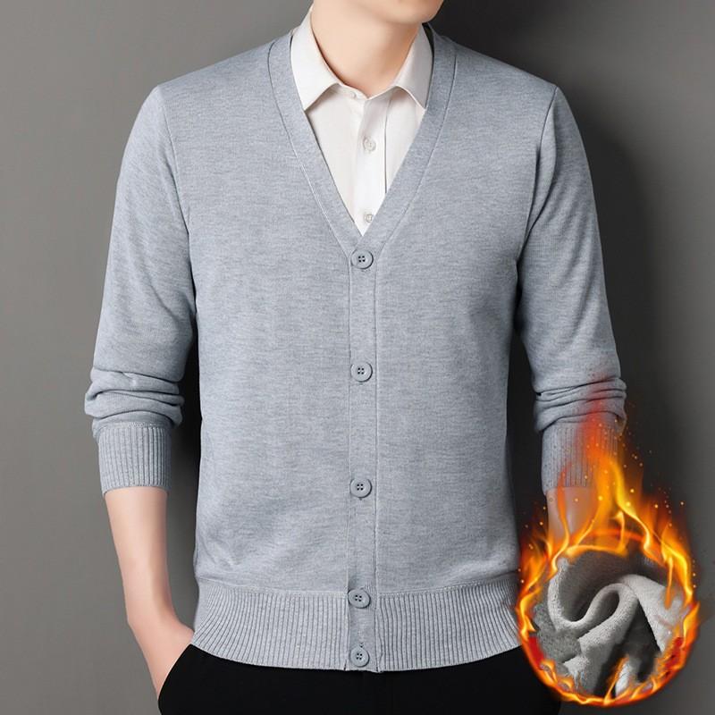 Men's V-neck Casual Cardigan Sweater Autumn Winter Button Knit Outwear
