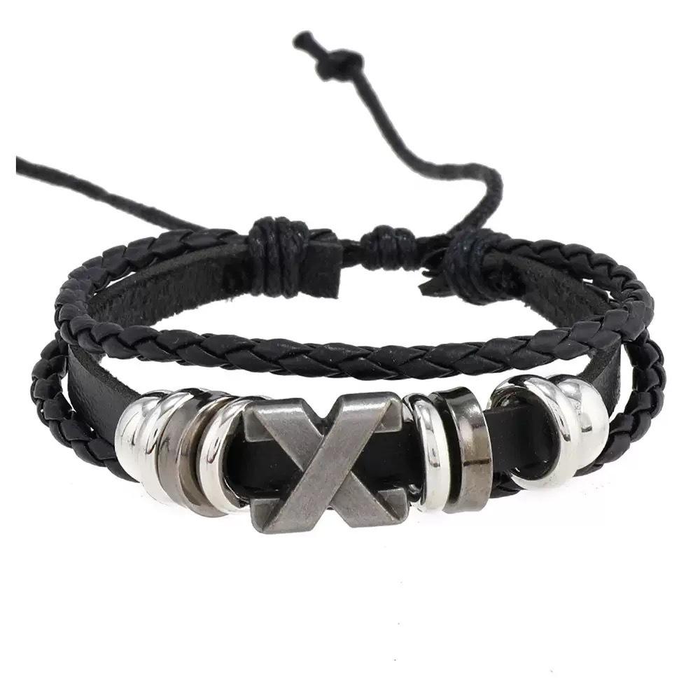 Vintage Beaded Multi-Leather Bracelet Men'S Personality Weaving Student Jewelry Adjusting Leather Bracelet
