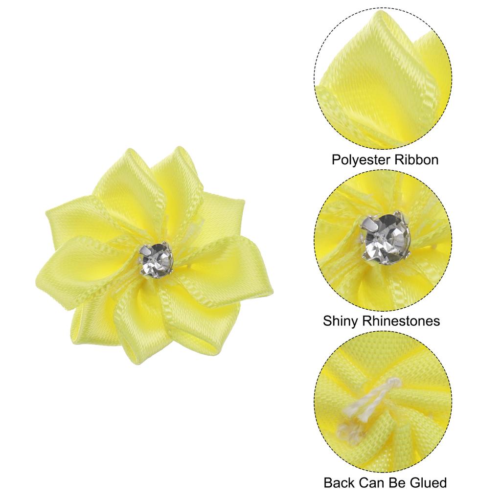 50/150 Pcs Small Ribbon Flowers Satin Ribbon Flowers Mini Fabric Flowers for Crafts DIY Wedding Ornament Appliques 1.2 Inch