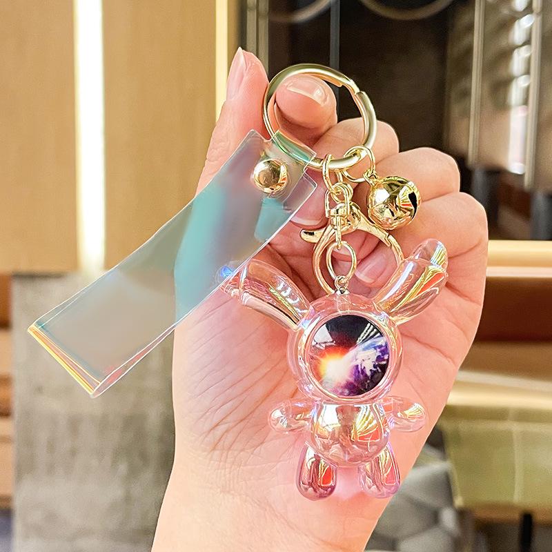 Acrylic Iridescent Long-Eared Rabbit Keychain Charm