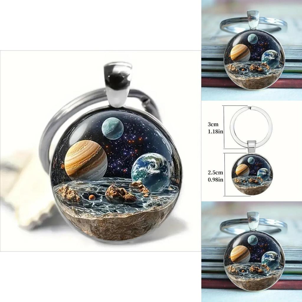 Galactic Planet Theme Keychain With Zinc Alloy Durable Material For Gift Giving And Collectors
