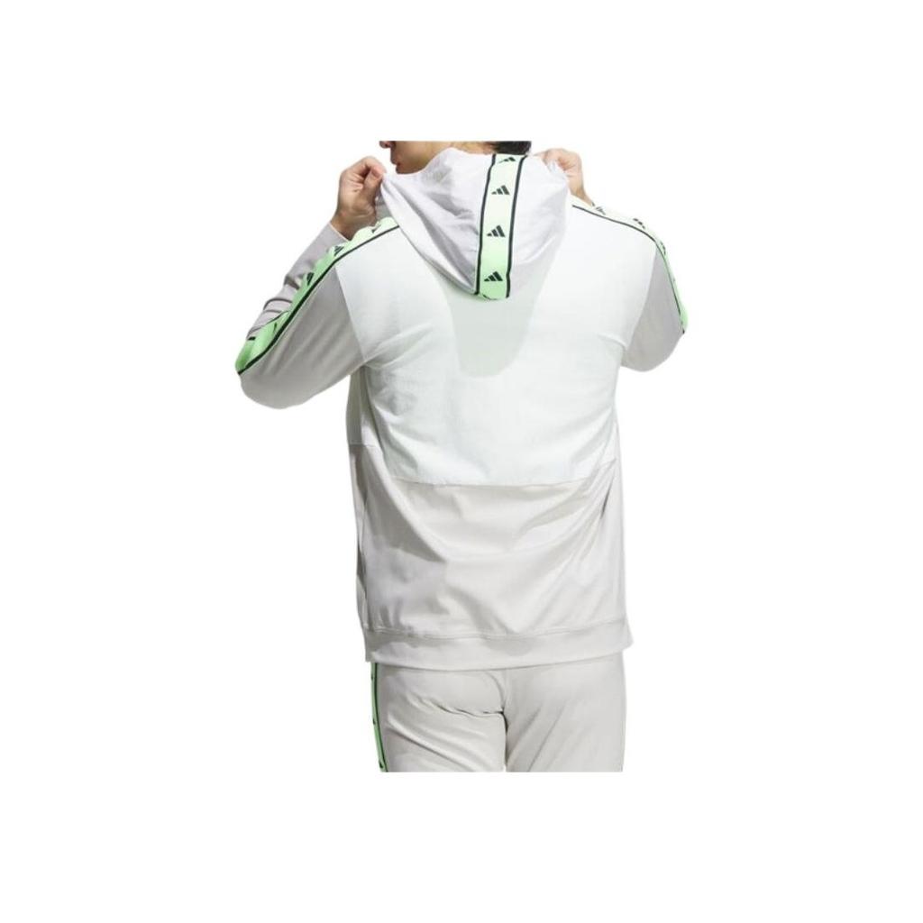 Adidas Color Block Logo Print Hooded Zip-Up Jacket Men Jacket White IN9008