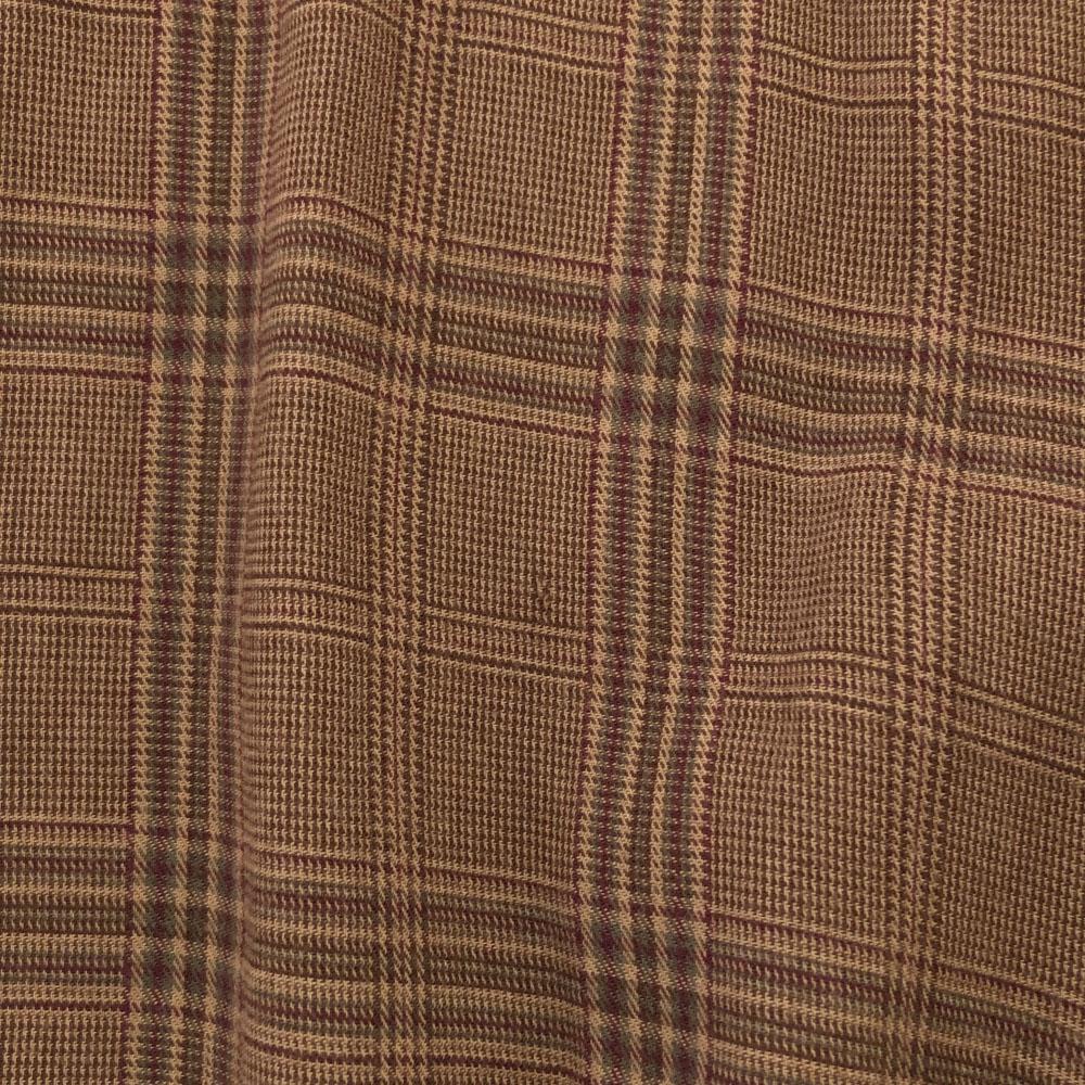 LIDNM Check Pattern Long Sleeve Half Zip Shirt L Brown Men's Used