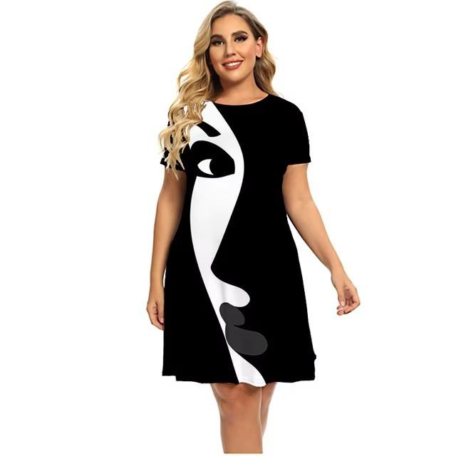 Elegante vestito t-shirt a maniche corte moda vacanza al mare abiti midi donna abbigliamento stampa 3D