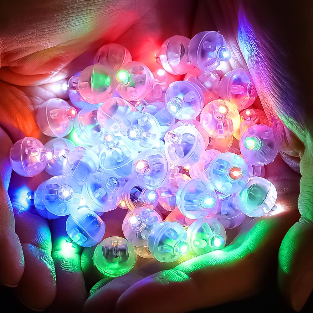 50pcs Colorful Glowing LED Ball Lamp Mini Flash Round Ball Light Tumbler Balloon Lights for Christmas Wedding Party Decor