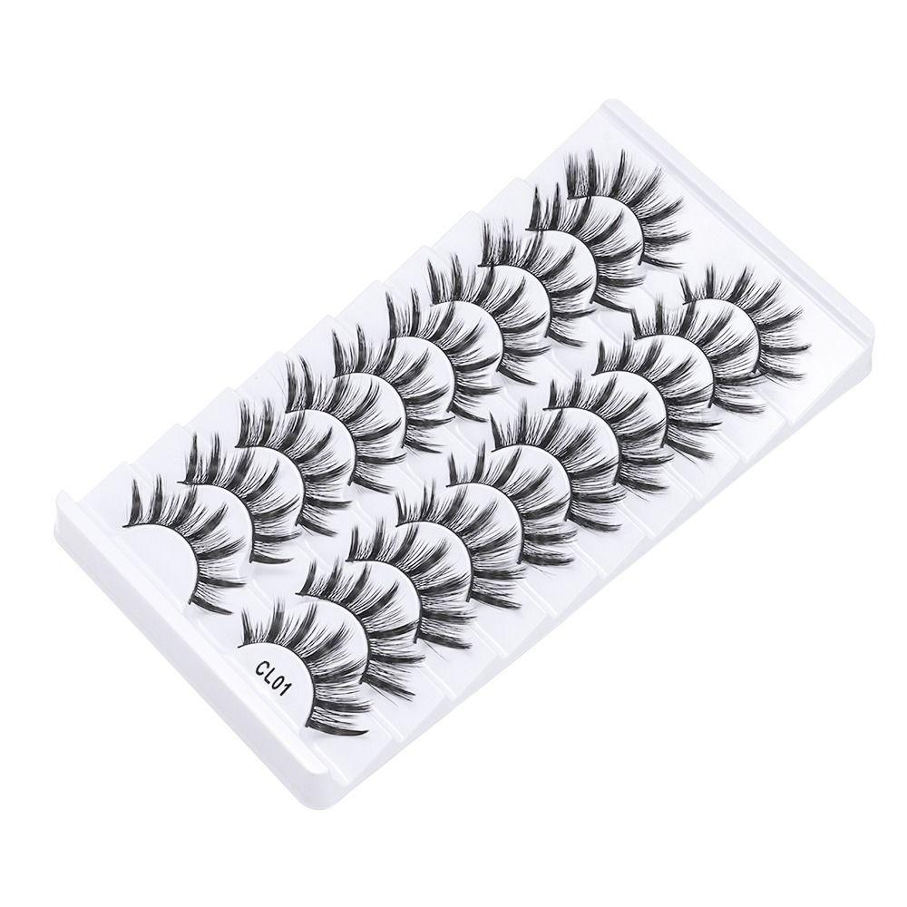10 Pairs Natrual Long 3D Faux Mink Lash Full Strip Fake Eyelash Eye Makeup Tools  Eye Lash Extension