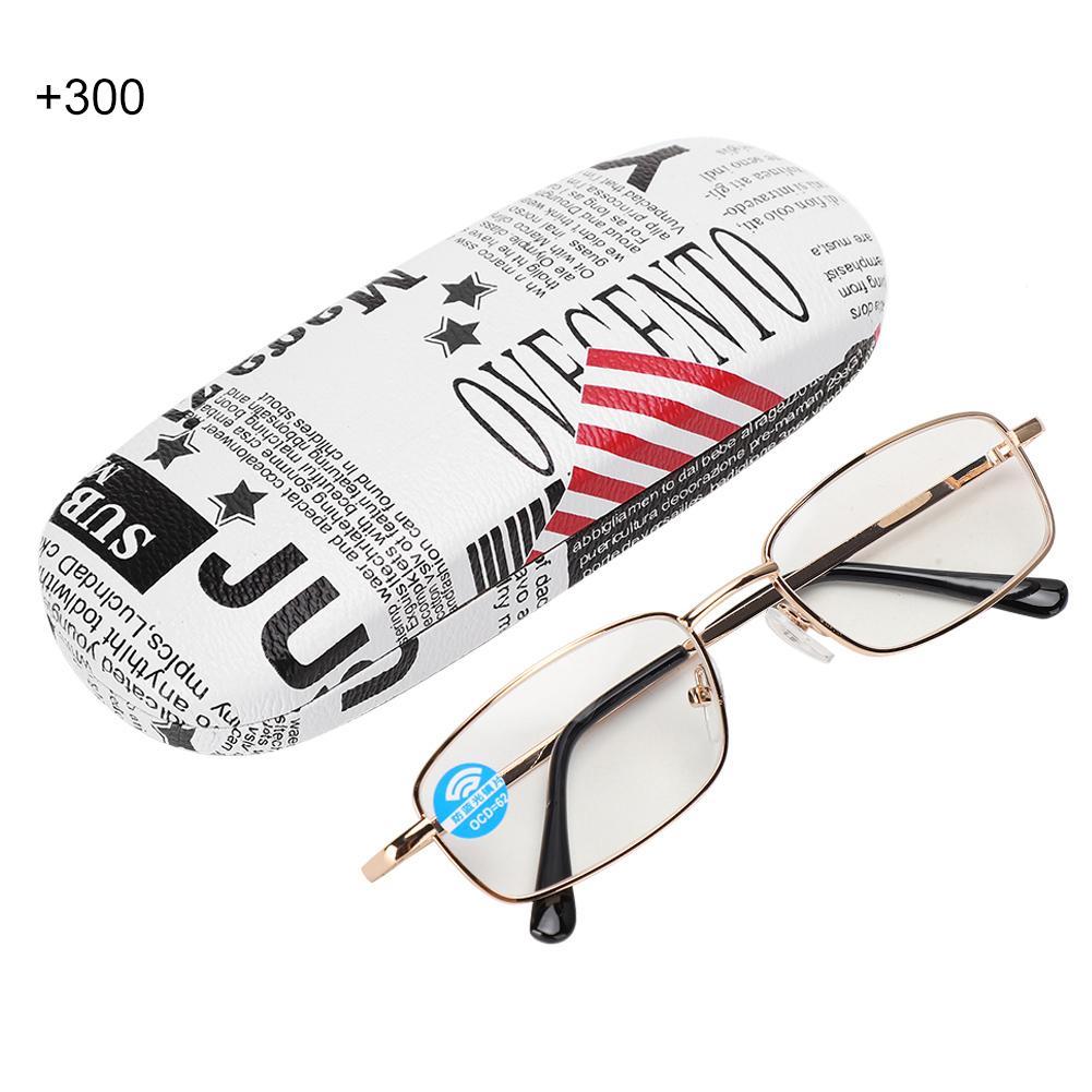 

Очки для чтения с металлическими линзами для снятия усталости глаз унисекс, очки для борьбы с синими лучами при пресбиопии(+300 Золота) золотой