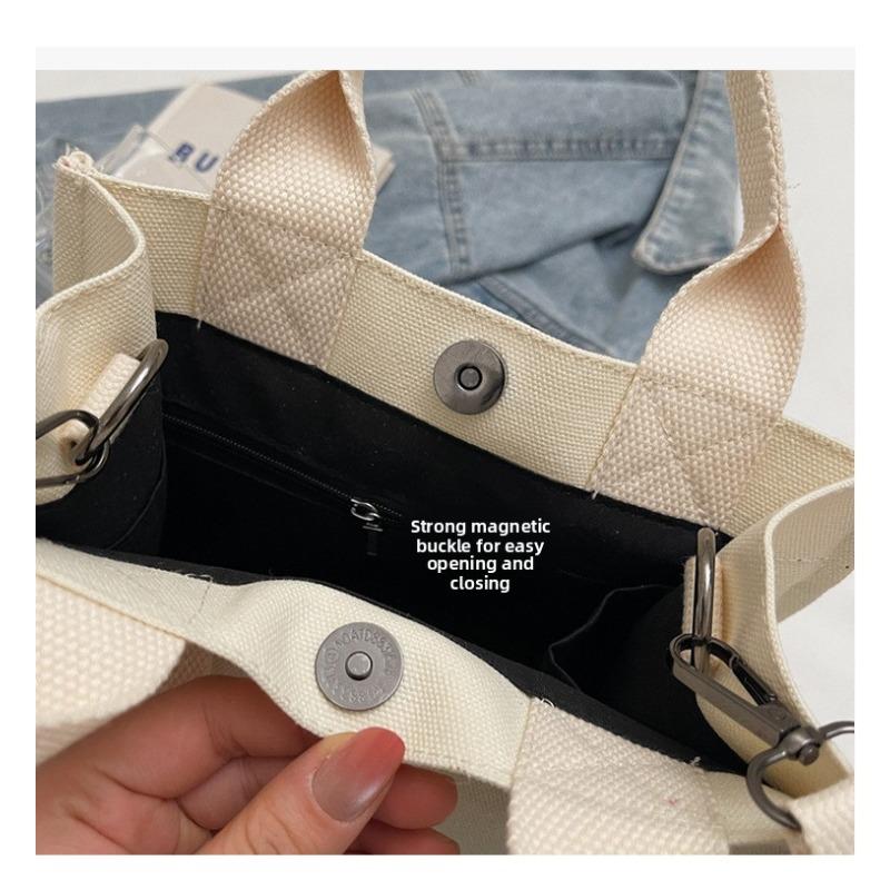 New Canvas Handbag Small Square Bag, Fashionable Casual Cute Lunch Bag, Handbag, Simple and Compact Shoulder Bag for Going Out