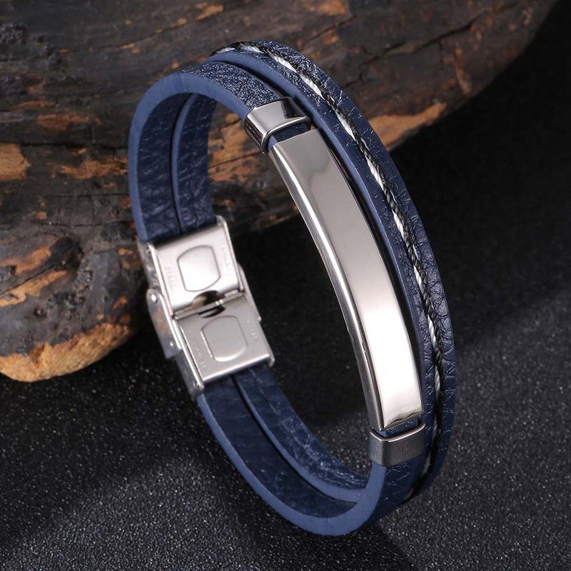 MultiLayer Combination Accessory Stainless Steel Men's Leather Bracelet Fashion Man Jewelry HipHop Rock Jewelry