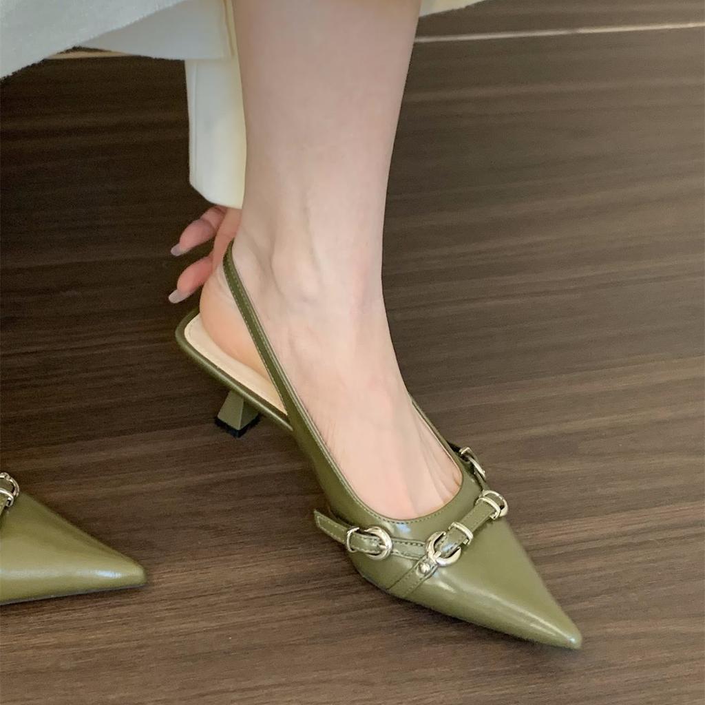 Niche French silver high heels bag head sandals fairy shoes 2025 new spring and summer temperament pointed single shoes