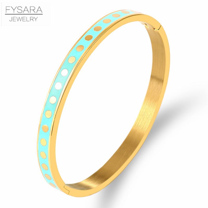 Bracciali e Braccialetti Colorati Smaltati a Pois per Donna Braccialetti Rotondi Colore Oro Braccialetti in Acciaio Inossidabile Matrimonio