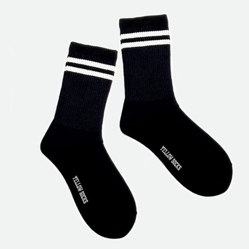 YELLOWSOCKS 2 LINE BLACK