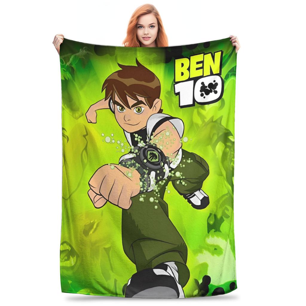 Ben 10 Obcy Ben Tennyson Omnitrix Gra Koc Miękki Ciepły Koc Kładziony Flanelowy Dekoracja na Lato Klimatyzację Pościel