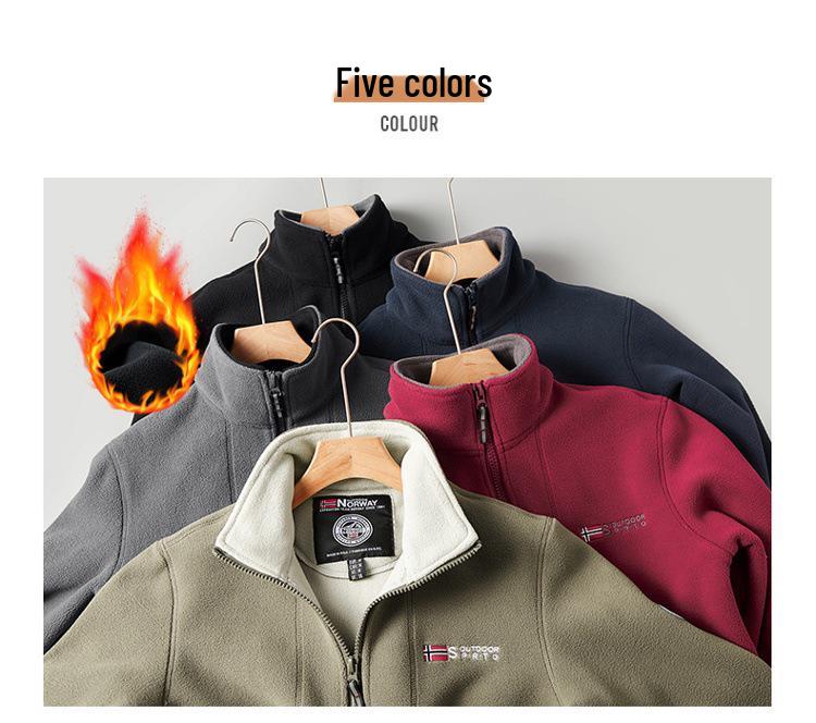 Men's Double-Sided Polar Fleece Hoodie Jacket 8789 - New Autumn/Winter Casual Cardigan