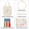 Needlepoint Embroidery Hoops Thread Embroidery Kit Flower Pattern Instructions Canvas Tote Bag