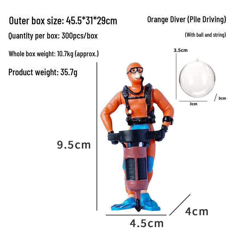 Cartoon Frogman Diving Treasure Decoration for Fish Tanks