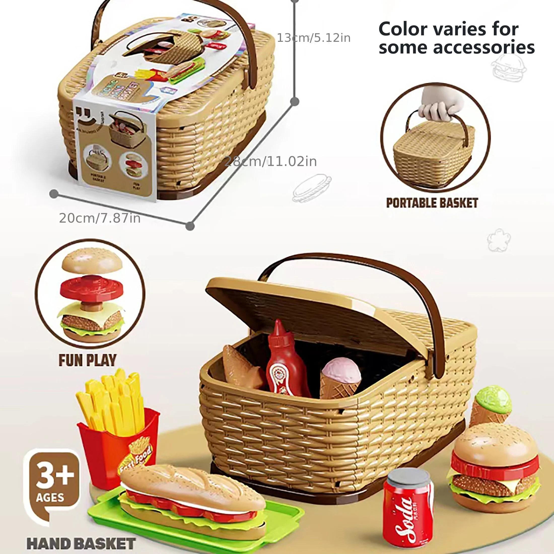 

Kitchen Toys Children s Picnic Basket Fruit Cuthbert Set Toy Play House Simulation Burger Cake Pizza Toy Birthday Gift