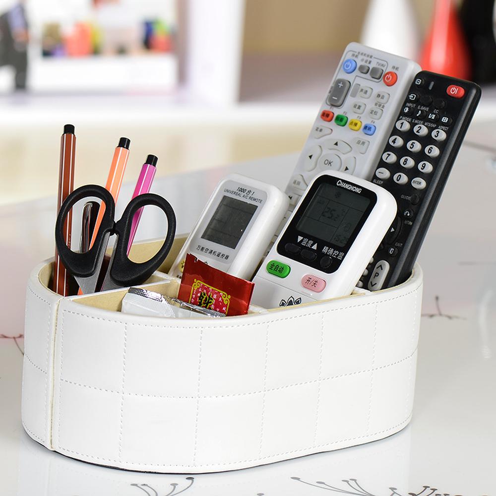 High Quality Luxury PU Leather Storage Box Cosmetic Remote Control Phone Holder Home Office Makeup Organizer     WF