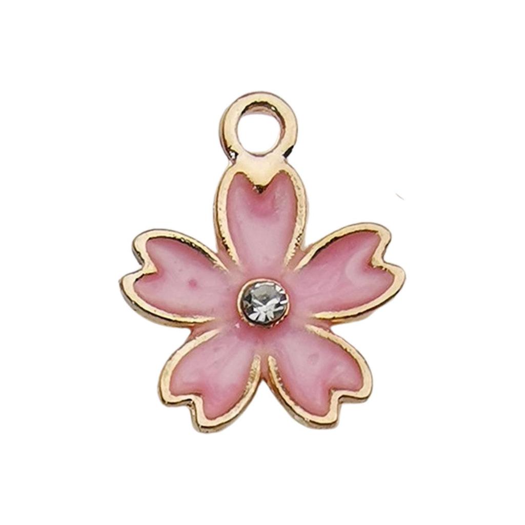 Pink Flower Oil Drop Korean Keychain & Bracelet Pendants