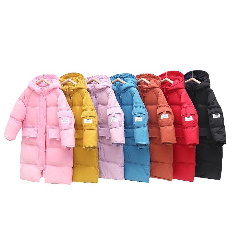 Jachetă de puf de lungime medie pentru copii Uniformă școlară peste genunchi Jachetă de puf groasă