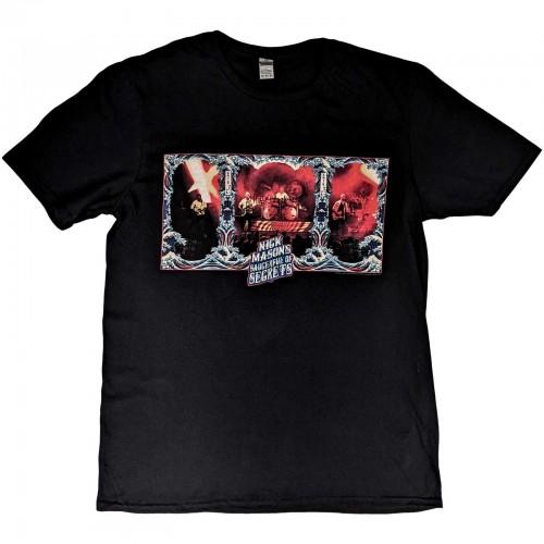 T-shirt con stampa sul retro di Nick Mason Saucerful Of Secrets unisex adulto Hokusai Wave European Tour 2022 L nero
