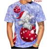 3D printed men's and women's T-shirts, short sleeved Christmas T-shirts, neutral casual Santa Claus cartoon T-shirts