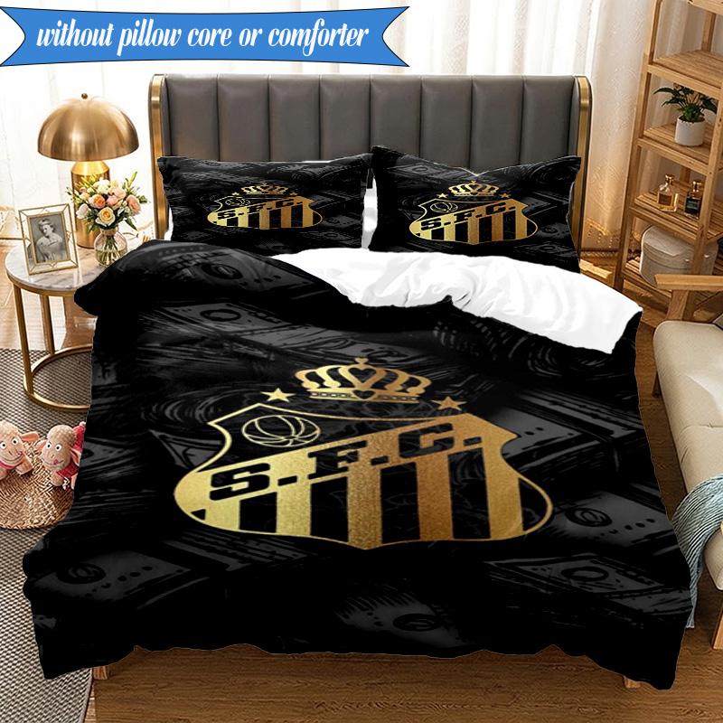 3PCS Fc Crest Design Printed Soft Bedding Set,Including 1pc Duvet Cover And 2pcs Pillowcases Perfect for Bedroom, Dormitory, Fan gift