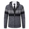 Men's Hooded Sweater Cardigan Sweater New Hooded Color Block Large Size Cardigan Sweater