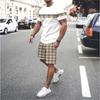 Set T-shirt a Strisce Casual da Uomo e Pantaloncini Estate Traspirante Completo Due Pezzi per Spiaggia, Vacanze e Tempo Libero all'Aperto