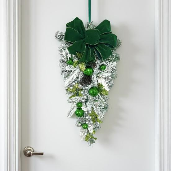 Yousheng Christmas Staircase Wreath Garland Bow Front Door Hanging Garden Xmas Tree Pendant Party New Year Home Decoration