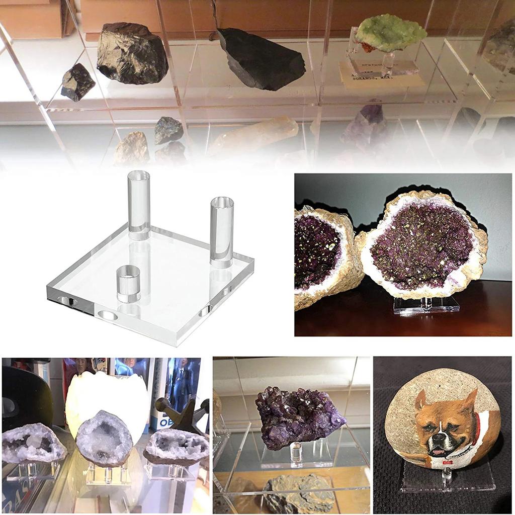 4pcs Transparent Acrylic Easels Stands for Displaying Fossils Coral Agate and Rock Minerals Small Collectibles Holder