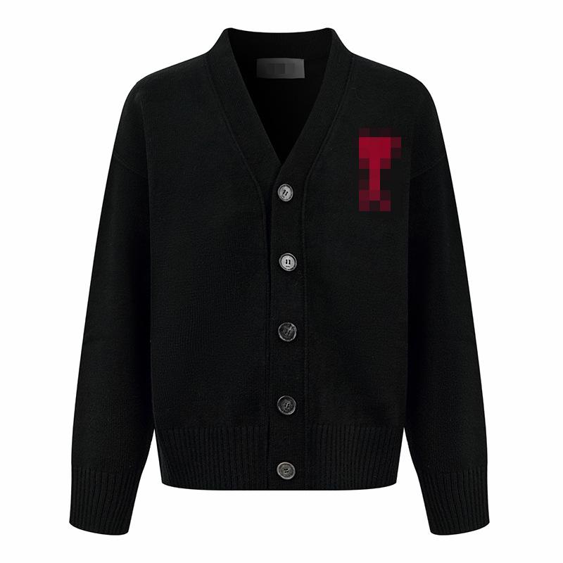 

Унисекс шерстяной кардиган-свитер с вышивкой «Любовное письмо через границу» Medium чёрный