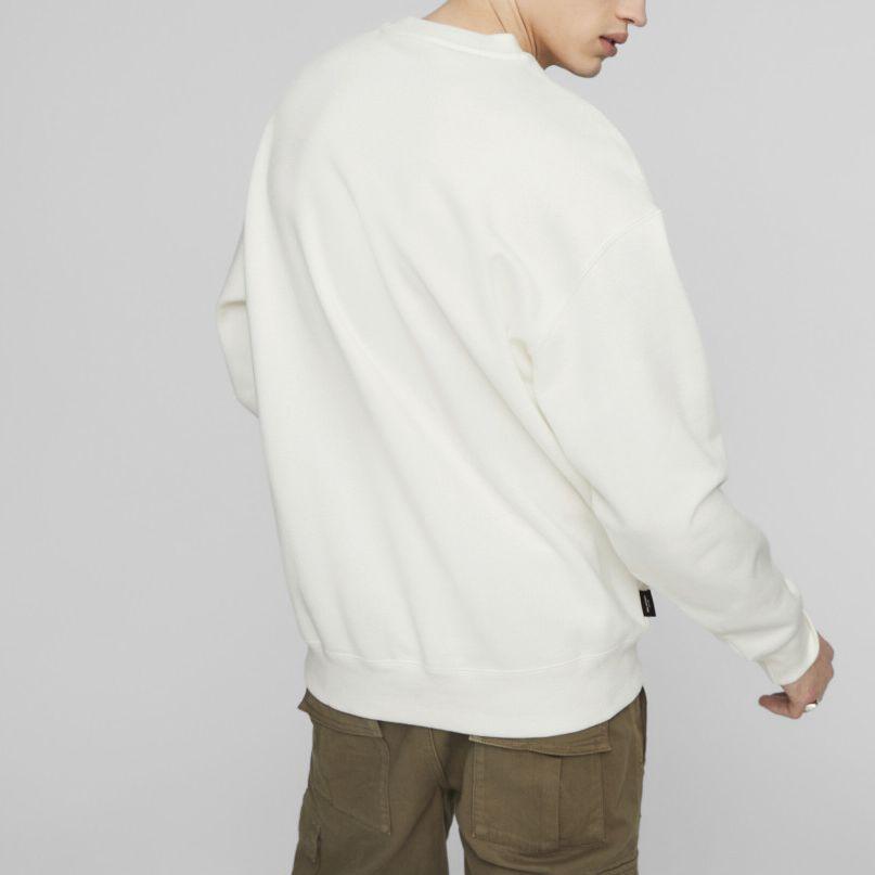 Puma Team Crew Fleece Letter Embroidery Casual Round Neck Loose Sweatshirt Men Sweatshirt White 625207-65