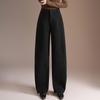 High-Waisted Slim Cut Crooked Leg Women's Winter 2025 High-End Fashion Loose Straight-Leg Pants with Waistband