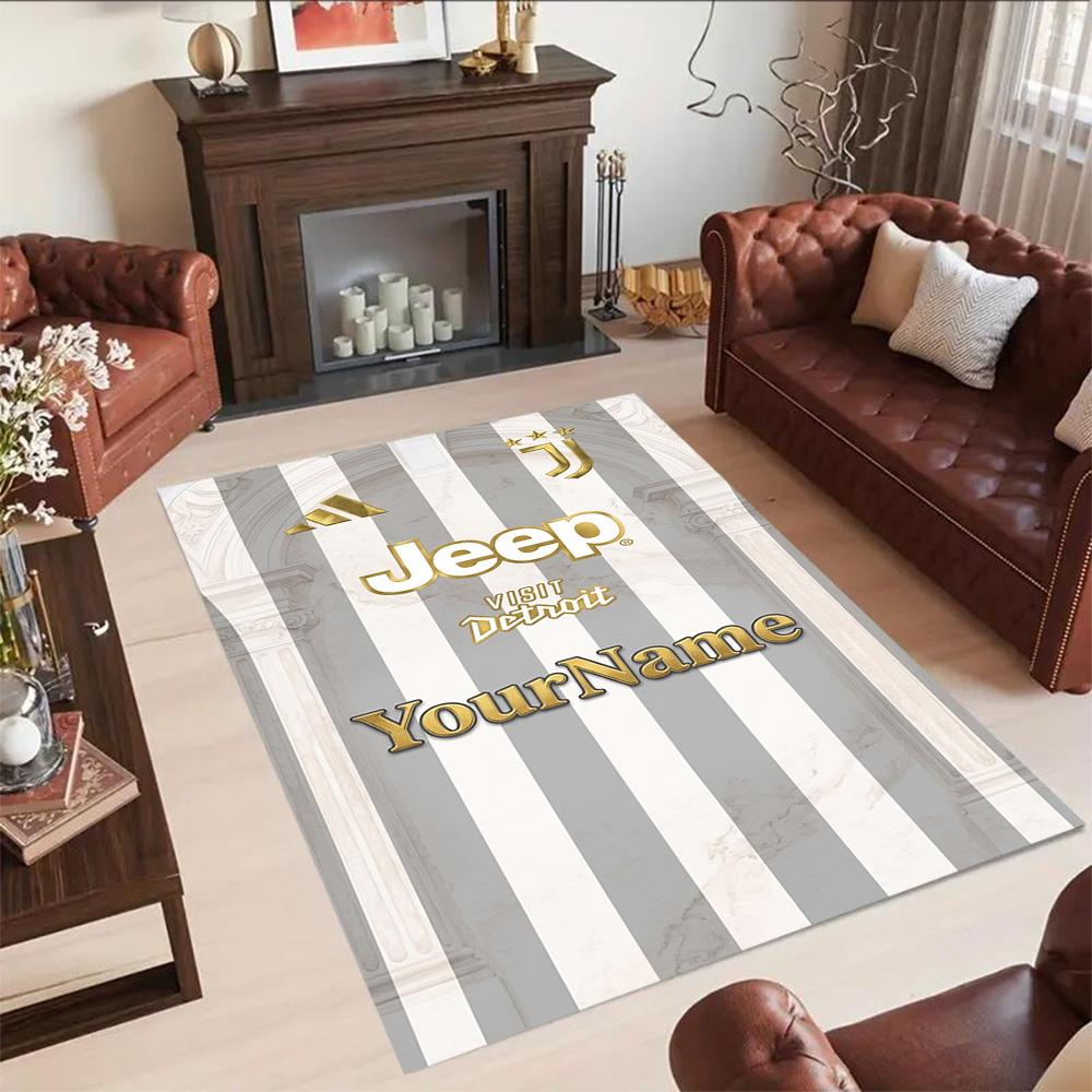 Juventus Customize Text Floor Rug Office Rug Suitable for Dormitory Entryway Outdoor Game Room Antislip Carpet Office Home Decor Gift for Festivals