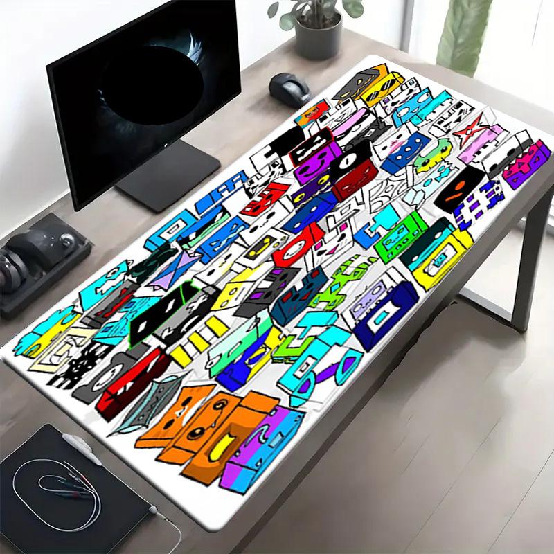 Geometry Dash Print Mouse Pad, Anti‑Slip Desktop Keyboard Mat, for PC Laptop Gaming Working Daily Use, Cool Festival Surprise Gift