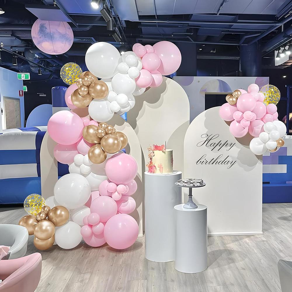 Pastel Pink Balloons Garland White Gold Confetti Balloon Arch Kit Girl Birthday Party Baby Shower Wedding Anniversary Decoration