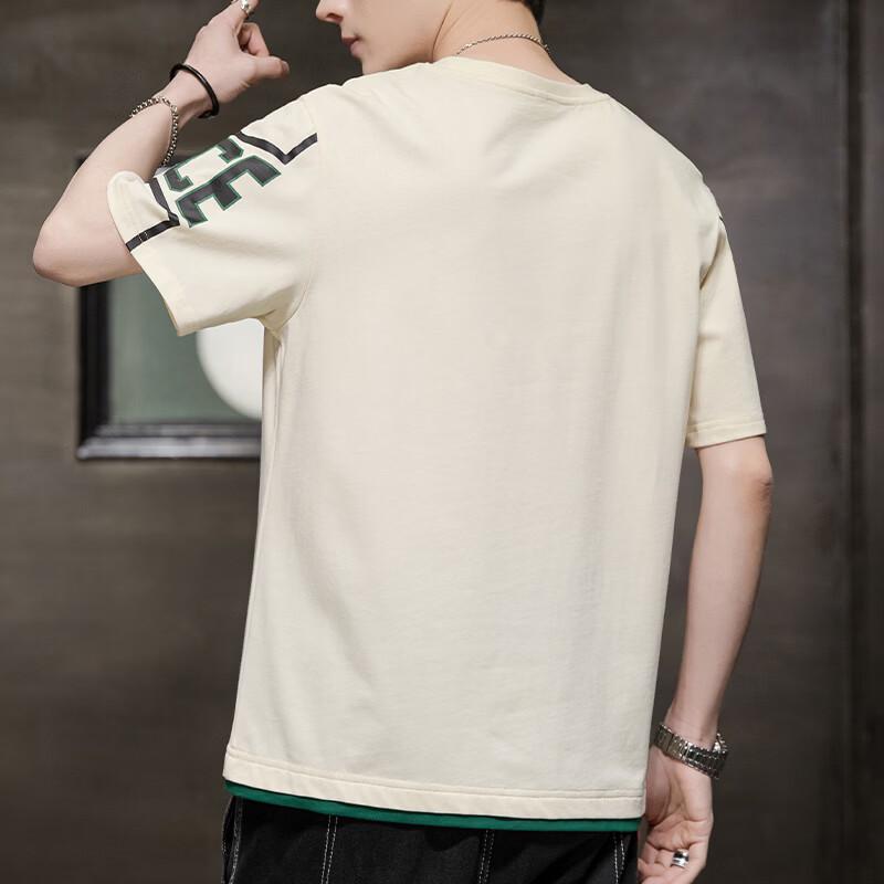 ROMON Men's 2026 Summer Trendy Pure Cotton Short Sleeve T-Shirt
