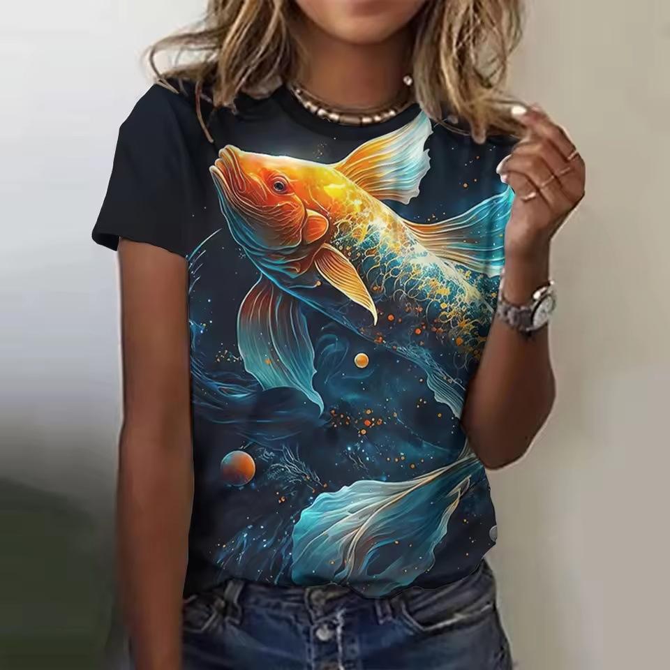 Fashion Printed Women's Top Casual Short Sleeve Crew Neck T-Shirts Women’s