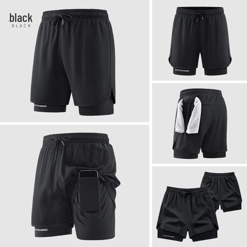 Men's Quick-Dry Double-Layer Running Shorts, Euro Size, Casual Summer Style