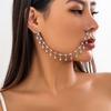 Elegant Rhinestones Fringe Chain Ear Stud Nose Clip Elegant Fake Nose Clip Jewelry Punk Earrings Chain for Women Girl