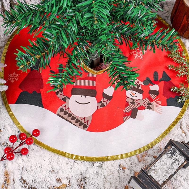 Golden Edged Christmas Tree SkirtDelicate Gold Edged Tree Skirt Embellishment Elegant Christmas Tree Base Cover