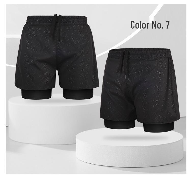 Men's Quick-Dry Double-Layer Swim Trunks - Large, Anti-Embarrassment, Boxer Style, Professional Hot Spring Set