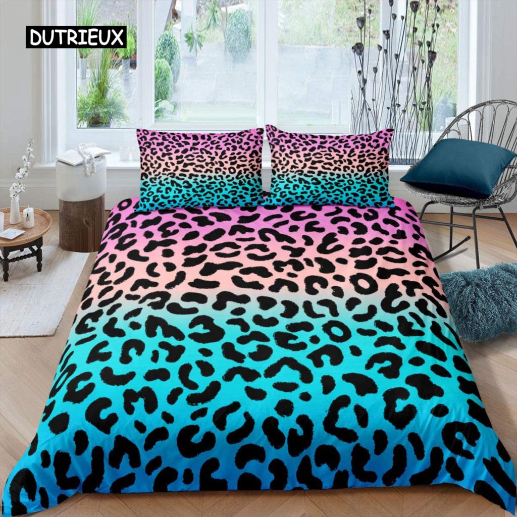 Bedding Set Colorful Skull Bedding Black Neon Skeleton Bed Cover 3 Piece Galaxy Duvet Cover Gothic Bedspread