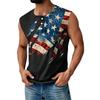 Herre Sommer Uavhengighetsdagen Trykt Sport Knapp Lomme Ermeløs Tanktopp