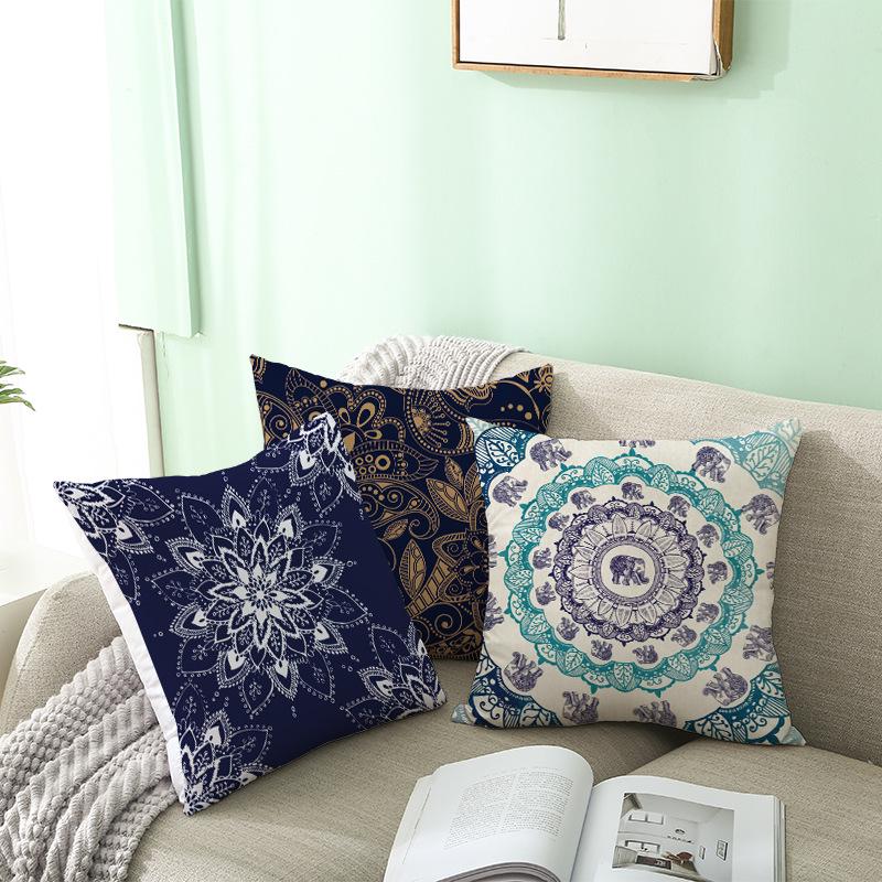 New Mandala Geometric Blue Cushion Covers Hot Boho Decorative Polyester Pillowcase Modern Fashion Art Couch Throw Pillows Cover