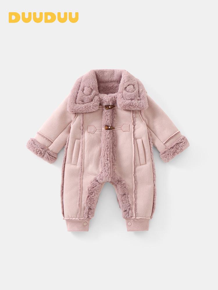 DUUDUU Winter Cotton Rompers for Newborns & Infants, Fleece-Lined, Class A, Thick Jumpsuits