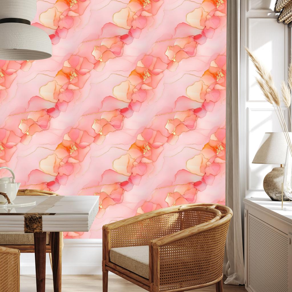 Ink Coral and Peach Wallpaper for Living Room and Bedroom 50x1000