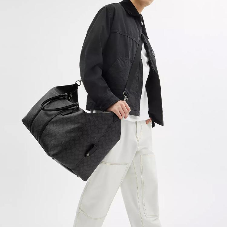 Coach Borsa a tracolla da viaggio Trekker 52 Classic Monogram in tela rivestita da uomo Nera CAR75-QBMI5