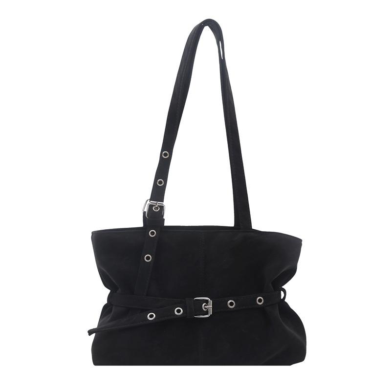 

Maillard retro suede underarm bag women s large capacity personalized belt tote bag fashion portable shoulder bag чёрный
